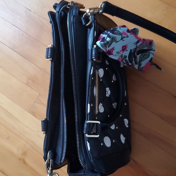 Betsey Johnson Polka dot crossbody bag. Floral scarf. Removable strap. - Picture 3 of 16